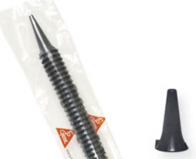 Espiral preta de plástico em embalagem transparente e ponta preta ao lado