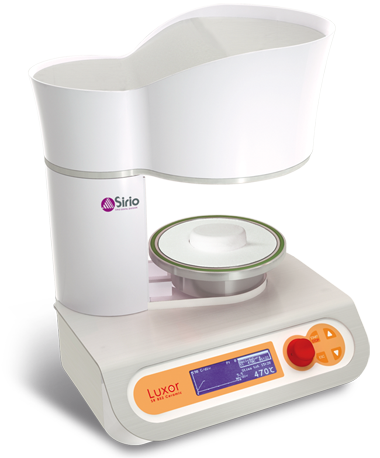 Equipamento de cerâmica Luxor branco com ecrã digital e botões laranja e vermelho