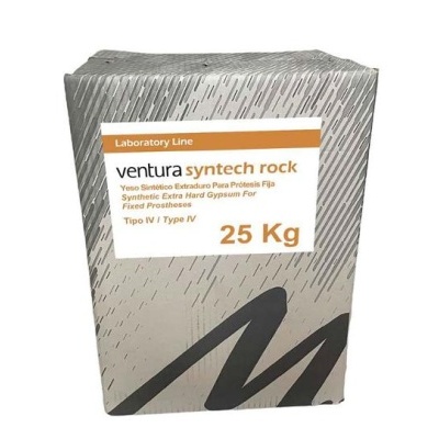 Saco de gesso Ventura Syntech Rock 25 kg cinza com texto branco e laranja