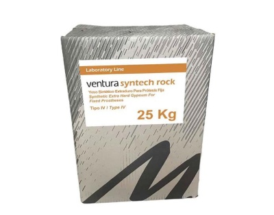 Saco de gesso Ventura Syntech Rock 25 kg cinza com texto branco e laranja