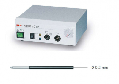 Aparelho eletrónico KLS martin MD 62 branco com botões e indicador e peça metálica fina 0,2 mm