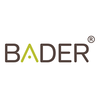 Logótipo BADER® com letra A verde e restantes castanho escuro