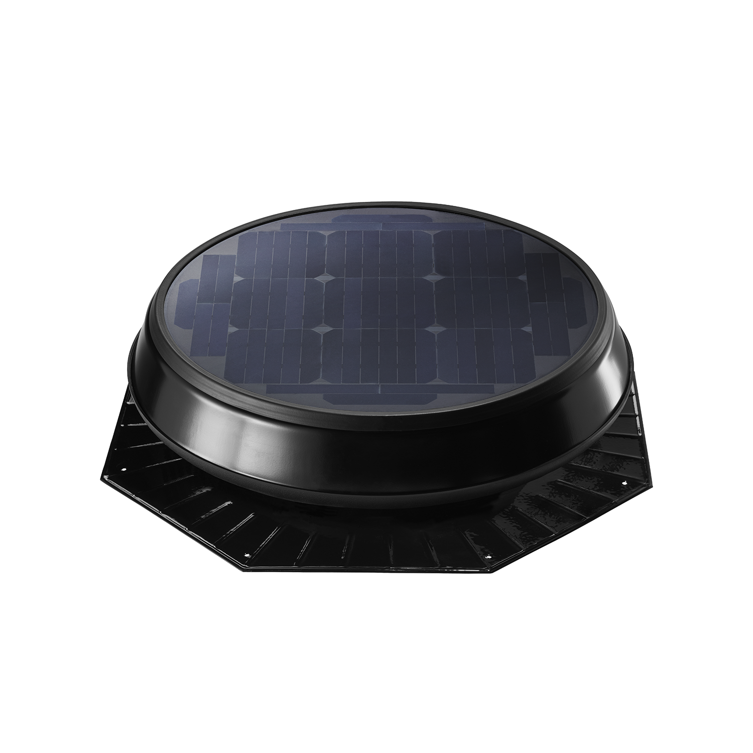 Dispositivo solar preto com painel fotovoltaico circular no topo