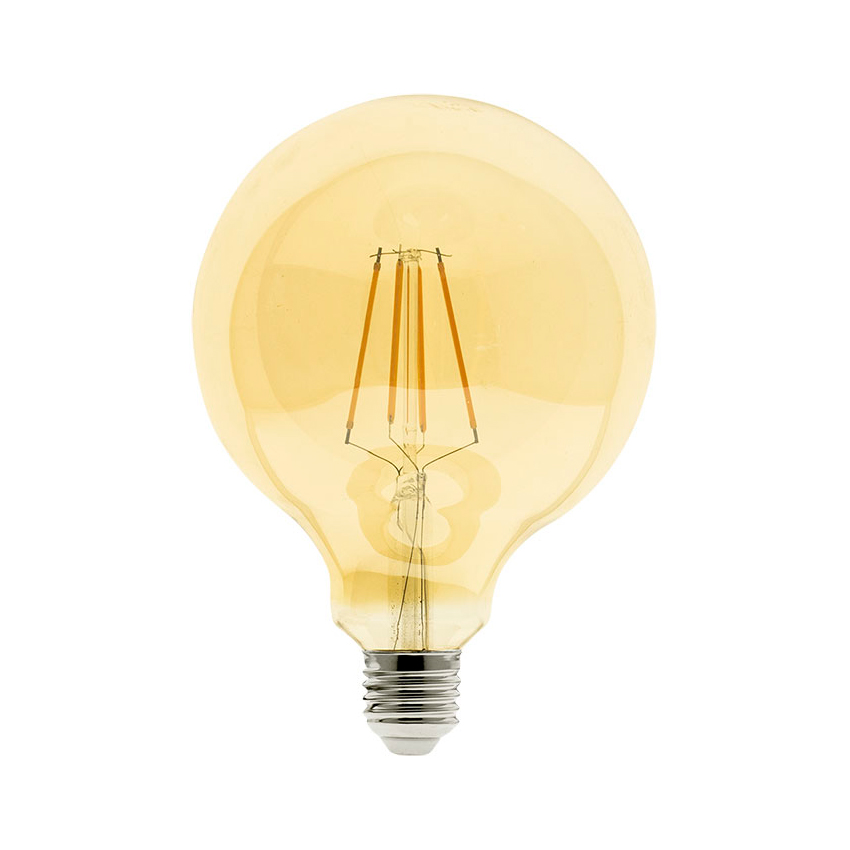 Lâmpada de filamento LED com vidro amarelo e base metálica
