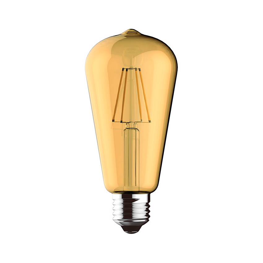 Lâmpada vintage com vidro âmbar e base metálica roscada