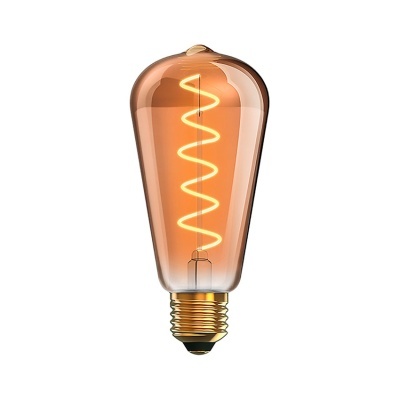 Lâmpada decorativa tipo Edison com vidro âmbar e filamento em espiral
