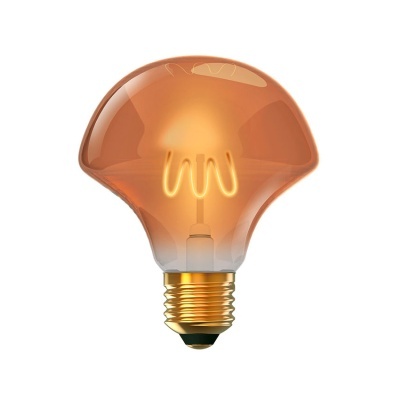 Lâmpada de filamento decorativo com vidro âmbar e base metálica de rosca