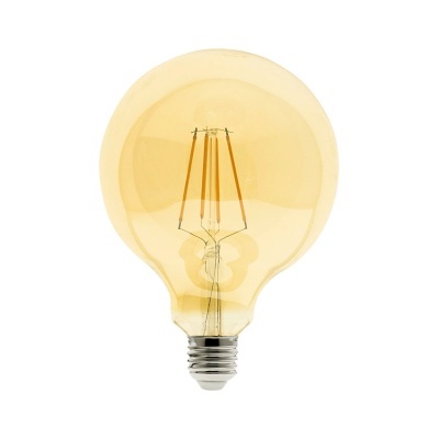Lâmpada de filamento LED com vidro amarelo e base metálica