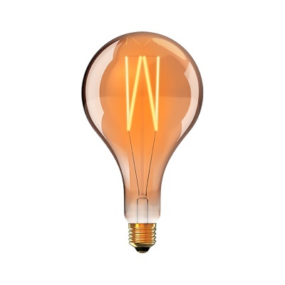 Lâmpada vintage de filamento âmbar com base metálica dourada