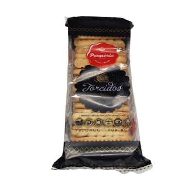 Pacote de bolachas torcidas Pasqueira em embalagem transparente