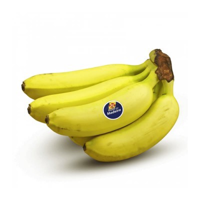 Cacho de bananas amarelas com etiqueta Madeira