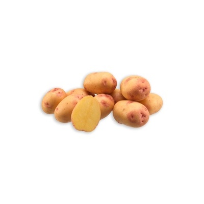 Batatas com casca fina amarelada e interior amarelo