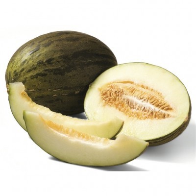 Melão Piel de Sapo cortado com fatias à frente