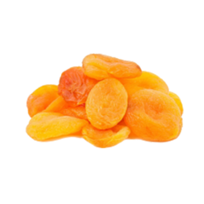 Damascos secos orange empilhados sobre fundo branco