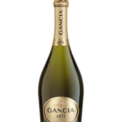 Garrafa de champanhe GANCIA ASTI dourada e verde