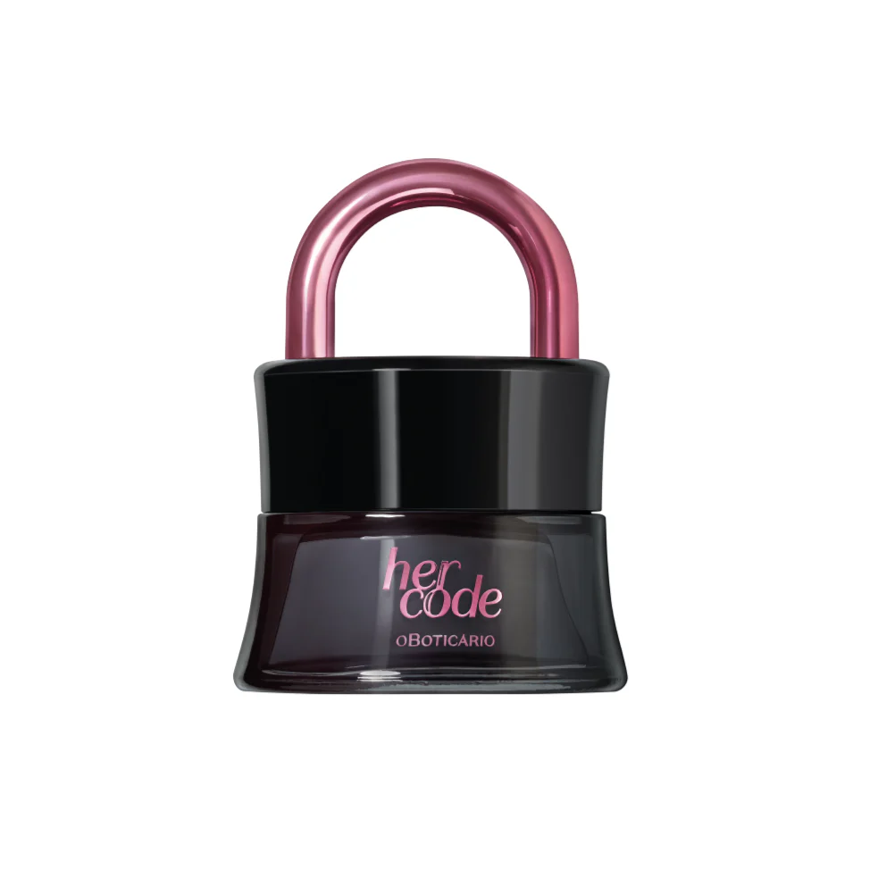 Her Code Touch Eau de Parfum, 50ml Frasco em forma de cadeado com texto her code O BOTICÁRIO