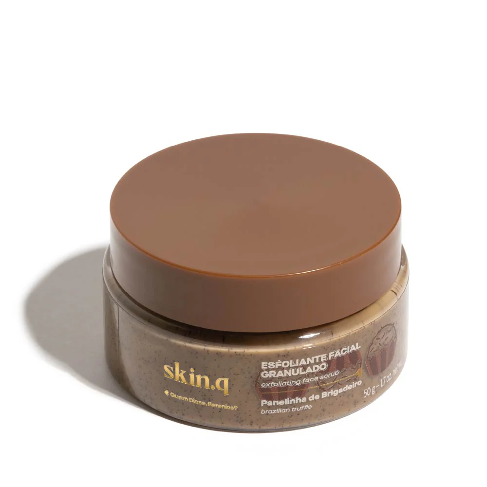 Esfoliante Facial Brigadeiro skin.q, Quem Disse, Berenice?, 50g Frasco de esfoliante facial granuloso skin.g com tampa castanha