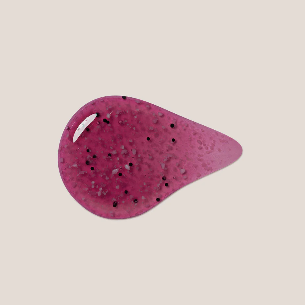Gel de Banho Esfoliante Corporal Cuide-se Bem Amoruda 200ml Amostra de gel rosa translúcido com partículas pretas e rosadas