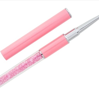 Caneta de prego rosa com cristais decorativos