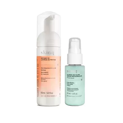 Frascos de espuma de limpeza e sérum restaurador de pele skin.q