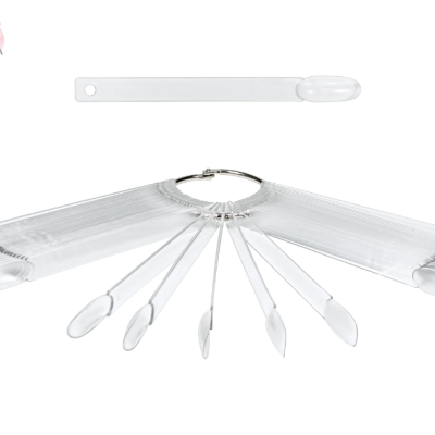 Paletas de plástico transparente para amostras de esmalte em aneis de metal