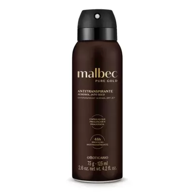 Frasco de antitranspirante Malbec Pure Gold castanho