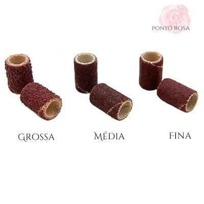 Lixas anel GROSSA, MÉDIA e FINA para unhas no fundo branco com logotipo PONTO ROSA