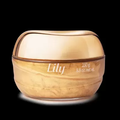 Frasco dourado com tampa brilhante e pó marmoreado 'Lily' 250 g