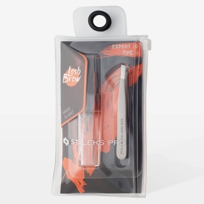 Conjunto Staleks Pro Lash Brow com pinça e aplicador em embalagem transparente