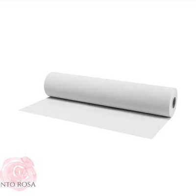 Rolo de tecido branco com logótipo PONTO ROSA