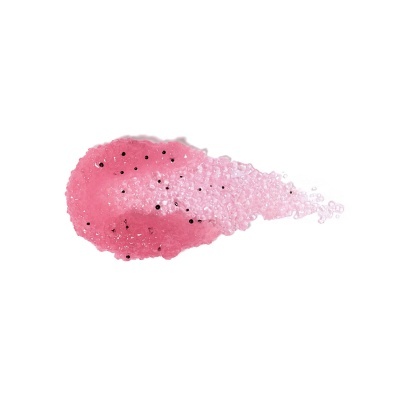 Gel cor-de-rosa com bolhas e pontos pretos