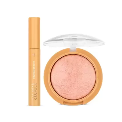 Conjunto de maquilhagem Aura Helena Coelho batom líquido e pó compacto