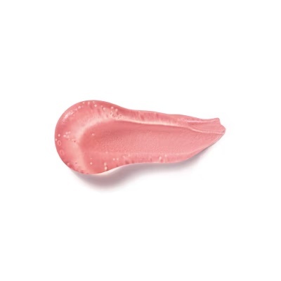 Amostra rosa claro de batom ou gloss labial com textura brilhante