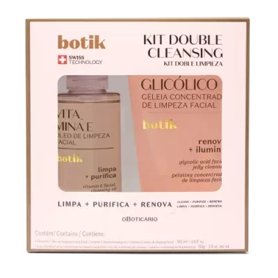 Kit duplo de limpeza facial Botik com óleo vitamina E e gel concentrado glicólico