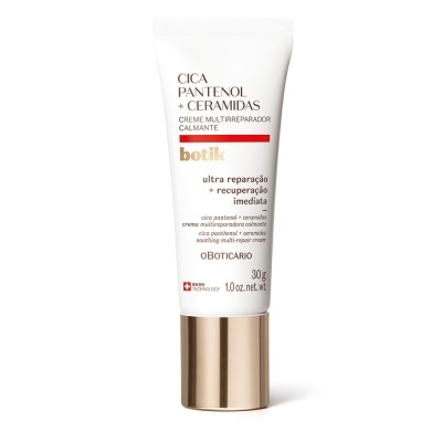 Creme multirreparador CICA PANTENOL + CERAMIDAS botik em tubo branco com tampa dourada