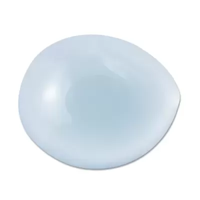 Próteses mamárias de silicone azul claro, forma oval