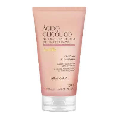 Gel de limpeza facial Ácido Glicólico da marca oBOTICÁRIO em embalagem rosa