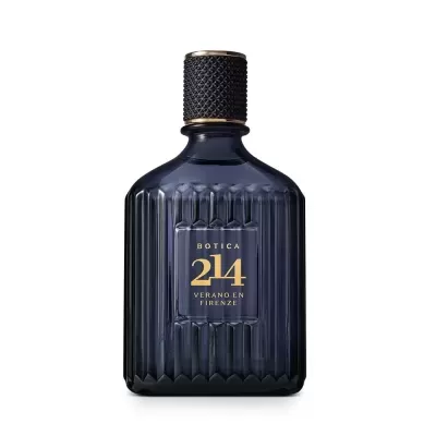 Frasco de perfume azul escuro Botica 214 Verano en Firenze