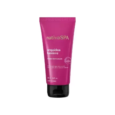 Creme perfumado nativaSPA orquídea lumière em embalagem rosa com tampa preta