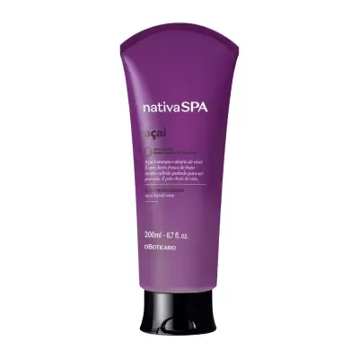 Tubo roxo de creme nativaSPA açaí com tampa preta da marca O Boticário