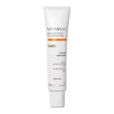 Frasco branco de gel-creme multiprotetor com vitamina C FPS50 da oBOTICÁRIO