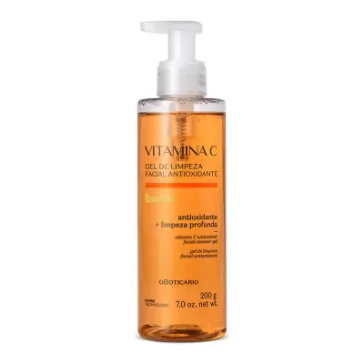 Frasco de gel de limpeza facial antioxidante Vitamina C laranja com válvula pump.