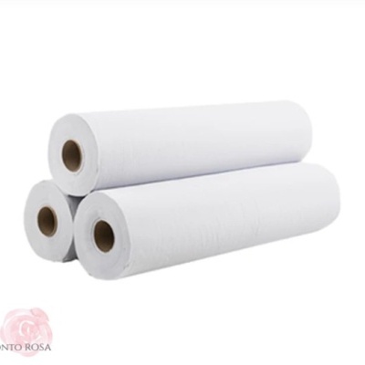 Três rolos de papel branco empilhados com o logotipo PONTO ROSA