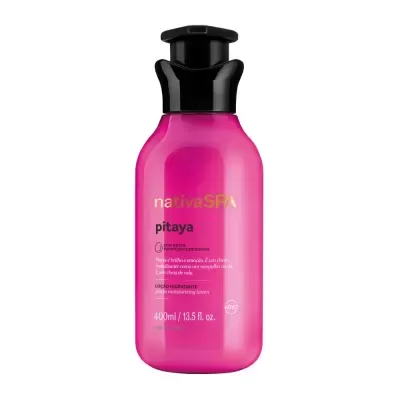 Frasco cor-de-rosa translúcido nativa SPA pitaya 400ml com tampa preta