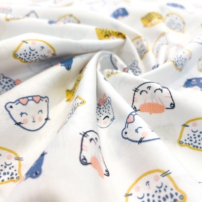 Tecido Poppy | Chic Cats - Branco