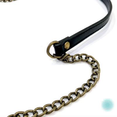 Alça Tiracolo com Corrente - Pele Sintética em Preto