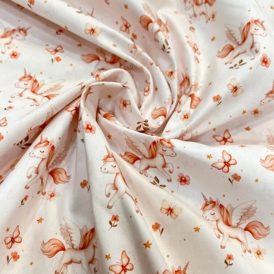 Tecido Pontotextil | Unicórnios - Fundo Rosa