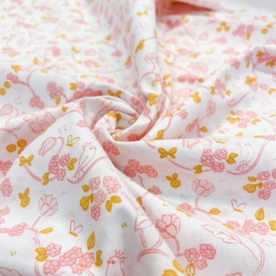 Tecido Poppy | Romantic Flowers - Branco