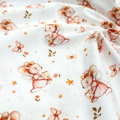 Tecido Pontotextil | Ratinhas Princesas - Branco