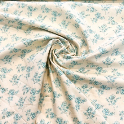 FABRICART | Rosas - Jade fundo Pérola